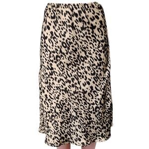 Sienna Sky Animal Print Silky Knee Length Skirt Size Medium Lined Elastic Waist